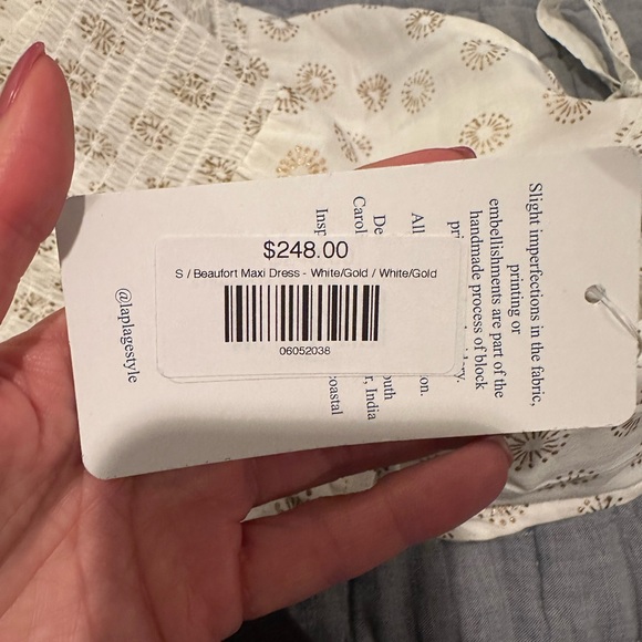 NWT. La Plage Beaufort white and gold detail maxi. Size small. - Picture 4 of 7